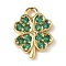 Brass Micro Pave Cubic Zirconia Charms, Clover, Rack Plating, Long-Lasting Plated, Cadmium Free & Lead Free, Real 18K Gold Plated, 11x8x1.5mm, Hole: 1.2mm