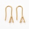 Rack Plating Eco-friendly Brass Earring Hooks, with Ice Pick Pinch Bails, Lead Free & Cadmium Free, Real 24K Gold Plated, 21x2.5mm, 24 Gauge, Pin: 0.5mm and 1mm