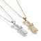 Brass Pendant Necklaces, with Cubic Zirconia and 304 Stainless Steel Cable Chains, Comb, Mixed Color, 17.5 inch(44.5cm), 1.5mm