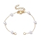 Round ABS Imitation Pearl Beads Link Chain Bracelet Making, 304 Stainless Steel Bracelets with Jump Ring, Golden, 6-5/8 inch(16.8cm)