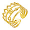 Adjustable Stainless Steel Cuff Open Rings, Crown, Golden, 13mm, Inner Diameter: 17mm