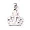 Non-Tarnish 304 Stainless Steel Pendants, Laser Cut, Crown Charms, Stainless Steel Color, 18x16x1.5mm, Hole: 2.5x4.5mm