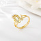 Brass Micro Pave Cubic Zirconia Finger Rings, Cadmium Free & Nickel Free & Lead Free, for Women, Letter W, US Size 3(14mm)
