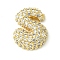 Rack Plating Brass Clear Cubic Zirconia Pendants, Cadmium Free & Lead Free, Long-Lasting Plated, Alphabet, Real 18K Gold Plated, Letter S, 16x13x5mm, Hole: 3x1.8mm