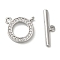 Brass Micro Pave Clear Cubic Zirconia Toggle Clasps, Cadmium Free & Nickel Free & Lead Free, Ring, Platinum, 17mm, Ring: 12x12x1mm, Hole: 0.9mm, Bar: 14x4x2mm, Hole: 0.9mm