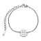 Tarnish Resistant 201 Stainless Steel Link Bracelets, with Cable Chains and Lobster Claw Clasps, Flat Round with Constellation, Pisces, 6 inch~6-3/4 inch(15~17.5cm), 1.5mm