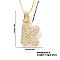 Elegant Brass Micro Pave Clear Cubic Zirconia 3D Initial Necklaces, Perfect Gift for Her, Golden, Letter K, 15.75 inch(40cm)