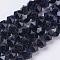 Synthetic Blue Goldstone Beads Strands, Faceted, Round, 6x5mm, Hole: 0.8mm, about 68pcs/strand, 15.3 inch(39cm)