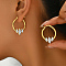 201 Stainless Steel Geometric Rhombus Hoop Earrings, with Rhinestone
