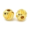 Rack Plated Brass Beads, Long-Lasting Plated, Lead Free & Nickel Free & Cadmium Free, Round with Textured, Golden, 8x6mm, Hole: 2.5mm