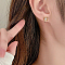 925 Sterling Silver Snowflake Clip-on Earrings, with Clear Cubic Zirconia, Real 18K Gold Plated, 8.5x4mm