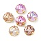 Brass Glass Rhinestone Sew on Rhinestones, Faceted, Square, Mixed Color, Golden, 11x11x6mm, Hole: 0.9mm