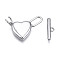 Brass Toggle Clasps, Nickel Free, Heart, Platinum, 25mm long, Bar: 15x4.5x2.5mm, hole: 1.4mm, Jump Ring: 5x1mm, Inner Diameter: 3mm, Heart: 20X14X3mm, Hole: 1.2mm and 3x7mm