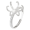 Rhodium Plated Sterling Silver Adjustable Ring Components, Prong Ring Settings, Engagement Solitaire Ring Setting, with Suede Fabric Square Silver Polishing Cloth, Platinum, Inner Diameter: 19.4mm, Tray: 15mm