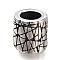 304 Stainless Steel European Beads, Large Hole Beads, Column with Craquelure Pattern, Antique Silver, 10x10mm, Hole: 6mm