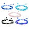 5Pcs 5 Color Glass Round Braided Bead Bracelets Set, Adjustable Stackable Bracelets, Mixed Color, Inner Diameter: 2~3 inch(5~7.6cm), 1pc/color