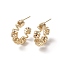 Brass Stud Earrings, Rings, Real 18K Gold Plated, 26.5x7mm