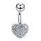 Clear Cubic Zirconia Belly Button Rings, Stainless Steel Piercing Navel Rings, Curved Barbell Body Jewelry for Women, Stainless Steel Color, Heart, 8~13mm, Bar: 10x1.5mm
