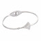 Crystal Rhinestone Ginkgo Leaf Bangle, Stainless Steel Hinged Bangle with Polymer Clay for Women, Stainless Steel Color, Inner Diameter: 2-3/8x1-7/8 inch(6.1x4.8cm)