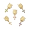 Brass Charms, with Shell, Cadmium Free & Lead Free, Long-Lasting Plated, Oval with Saint & Cross, Real 18K Gold Plated, Mixed Color, 30mm, Hole: 1.5mm