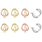16Pcs 8 Style Rack Plating Brass Clip-on Earring Findings, with Horizontal Loops, Long-Lasting Plated, Cadmium Free & Lead Free, Mixed Color, 13~14.5x8~10x7.5~9mm, Hole: 1.2~1.5mm, 2Pcs/style