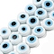 Handmade Evil Eye Lampwork Flat Round Bead Strands, White, 10x4mm, Hole: 1mm, about 38pcs/strand, 14.96 inch