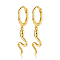 925 Sterling Silver Micro Pave Cubic Zirconia Dangle Hoop Earrings, Snake, with S925 Stamp, Golden, 31mm