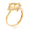 Rhombus Brass Micro Pave Clear Cubic Zirconia Cup Peg Ring Settings, Adjustable Ring Settings for Half Drilled Beads, Cadmium Free & Nickel Free & Lead Free, Real 18K Gold Plated, Pin: 0.5mm, 14.3mm, Inner Diameter: 18~19mm