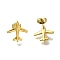 Ion Plating(IP) 304 Stainless Steel Airplane Stud Earrings for Women, Real 18K Gold Plated, 15x14.5mm