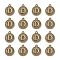 Alloy Pendant Cabochon Settings, For Enamel, Cadmium Free & Lead Free, Flat Round with Letter, Antique Bronze, Letter.D, 14x12x2mm, Hole: 1.5mm