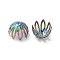 Ion Plating(IP) 304 Stainless Steel Bead Caps, 8-Petal Flower, Rainbow Color, 11x7.5mm, Hole: 1.2mm