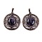 Natural Amethyst Pendants, Rack Plating Brass Hollow Flat Round Charms, Cadmium Free & Lead Free, Red Copper, 36.5x33x9.5mm, Hole: 7.5x5mm