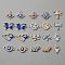 20Pcs 20 Styles Jewelry Making Findings Kits, including Evil Eye Alloy Enamel Connector Charms and Pendants, with Crystal Rhinestones, Flat Round & Flower & Butterfly, Blue, Mixed Shapes, Platinum & Light Gold, 14~24.5x15~16.5x2.53mm, Hole: 2~2.5mm, 1pc/style