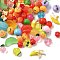 Opaque Resin Pendants, Fruits, with Platinum Iron Loop, Mixed Color, 14~34.5x12~21x11~17.5mm, Hole: 2mm