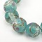 Round Shaped Handmade Gold Sand Bumpy Lampwork Beads, Light Sea Green, 12mm, Hole: 2mm