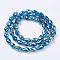 Electroplate Glass Beads Strands, AB Color Plated, Faceted Teardrop, Deep Sky Blue, 15x10mm, Hole: 1mm, 46~48pcs/strand, 69~72cm