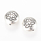 Tibetan Style Alloy Beads, Flat Round with Lotus, Cadmium Free & Nickel Free & Lead Free, Antique Silver, 14x6.5mm, Hole: 1mm, about 240pcs/1000g