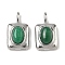 Dyed Natural White Jade Rectangle with Oval Charms, with 304 Stainless Steel Settings, Stainless Steel Color, Green, 13.5x8x4.5mm, Hole: 3x1mm