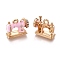 Alloy Pendants, with Enamel and Crystal Rhinestone, Sewing Machine, Golden, Pearl Pink, 13.5x16x6mm, Hole: 2mm