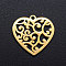 201 Stainless Steel Pendants, Heart with Cirrus, Golden, 15.5x15.5x1mm, Hole: 1.2mm