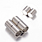 Tarnish Resistant Column 304 Stainless Steel Magnetic Clasps with Glue-in Ends, Stainless Steel Color, 20x9mm, Hole: 8mm