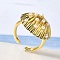 Brass Cuff Rings for Women, Shell Shape, with ABS Imitation Pearl, Rack Plating, Long-Lasting Plated, Lead Free and Cadmium Free, Real 18K Gold Plated, 18.5x21.5mm, Inner Diameter: 18.5mm