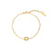 Oval Cubic Zirconia Link Bracelets, with Golden Stainless Steel Cable Chains, Yellow, 6-1/4 inch(16cm)