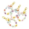 Resin & Acrylic Beaded Wristlet Charm Keychains, with Alloy Swivel Clasps, Heart, Mixed Color, 13cm