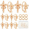 20Pcs Brass Leverback Earring Findings, with Horizontal Loops, Flower, with 40Pcs Open Jump Rings, Real 18K Gold Plated, 17x8mm, Hole: 1.5mm