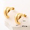 Stainless Steel C-Shaped Stud Earrings, Golden, 20x10mm