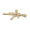 Rack Plating Brass Micro Pave Cubic Zirconia Pendants, Long-Lasting Plated, Lead Free & Cadmium Free, Gun Charms, with Jump Ring, Real 18K Gold Plated, 13x40x3mm, Hole: 4x3mm