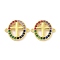 Real 18K Gold Plated Brass Micro Pave Colorful Cubic Zirconia Connector Charms, Cadmium Free & Nickel Free & Lead Free, Religion Oval Links, Cross, 13.5x16x2mm, Hole: 1.1mm