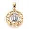 Brass Micro Pave Clear Cubic Zirconia Pendants, Cadmium Free & Lead Free, Flat Round & Virgin Mary, Real Gold Plated & Real Platinum Plated, 24.5x21.5x3mm, Hole: 8x4mm