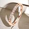 Stainless Steel and Crystal Rhinestone Finger Rings for Women, Rose Gold, US Size 8(18.1mm)